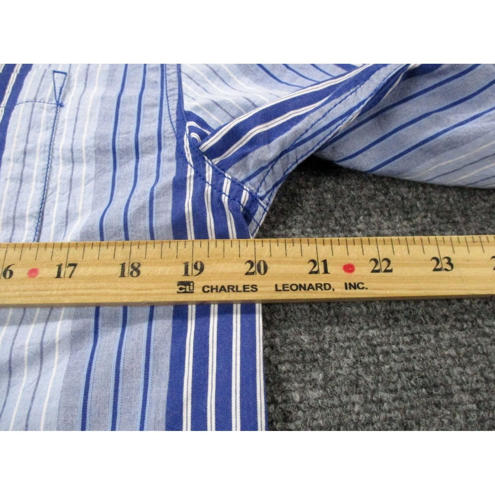 Corridor Corridor Shirt Mens S Blue Striped Button-Down Collared Knit Lightweight Casual Business Modern Preppy Size 36R - 5 Thumbnail