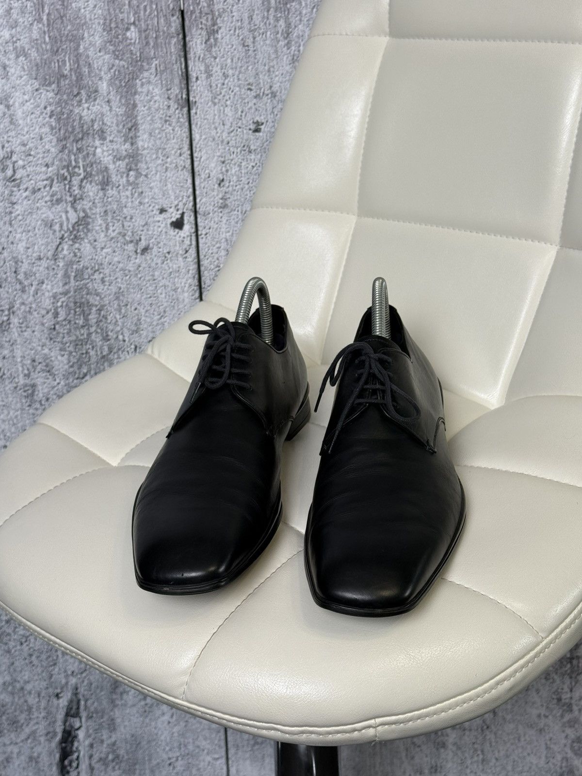 Prada PRADA Men’s Black Leather Lace Up Dress Derby Dress Shoes Size US 8.5 / EU 41-42 - 14 Thumbnail