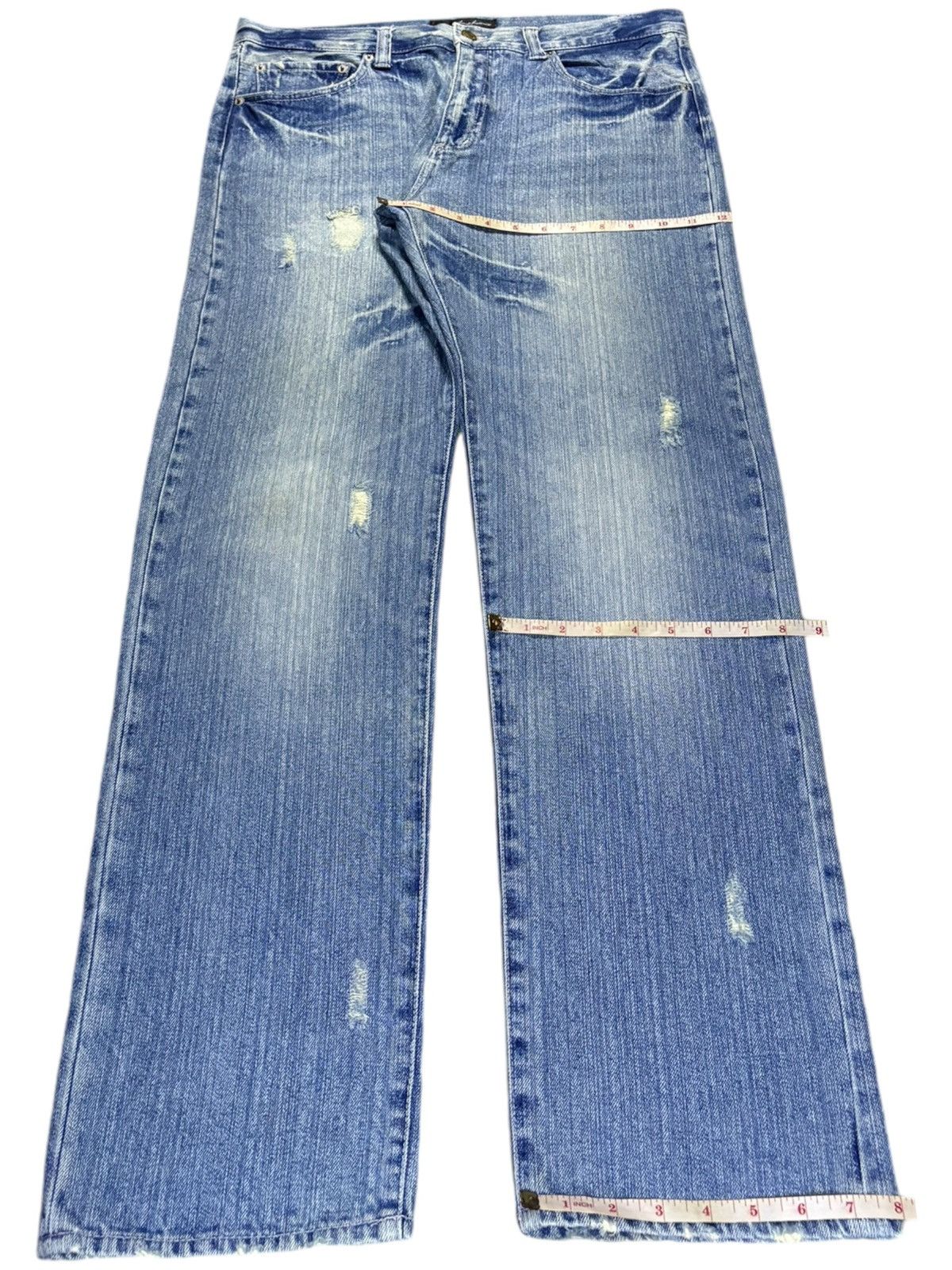 Japanese Brand Vintage Japanese Brand Mud Wash Distressed Loose Jeans Size 35" - 14 Thumbnail