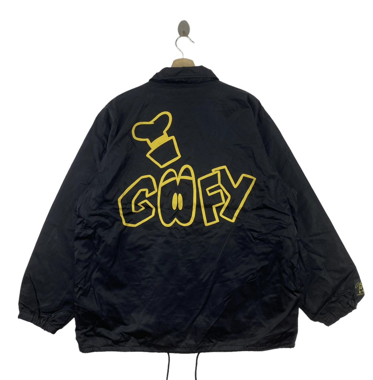 image of Coach x Disney Goofy Disney Animation Series Big Print Black Windbreaker in Black/Yellow (Size 2XL)