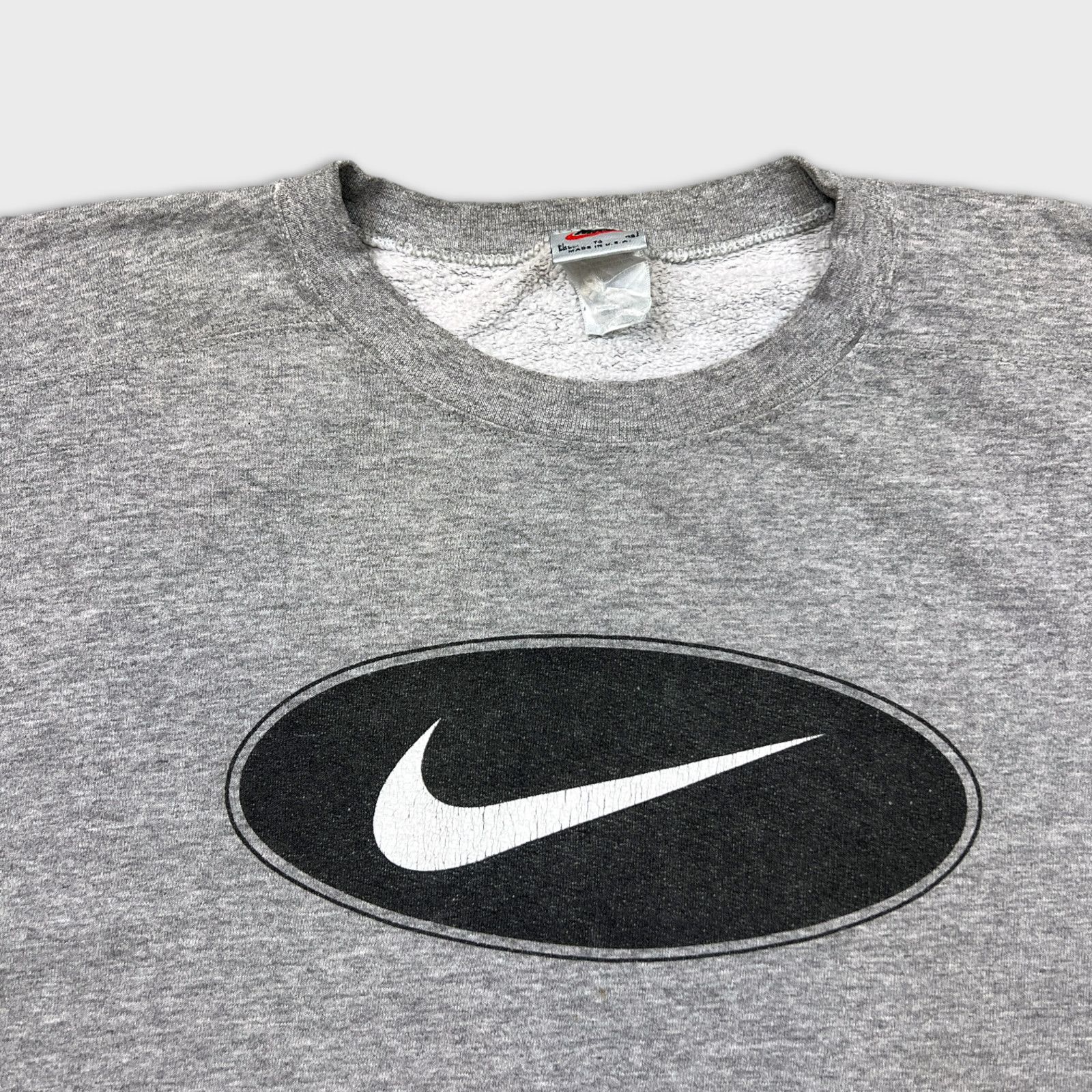 Nike × Vintage Vintage Nike Sweatshirt Mens XL Gray Mid Swoosh USA 90s Crew Size US XL / EU 56 / 4 - 2 Thumbnail