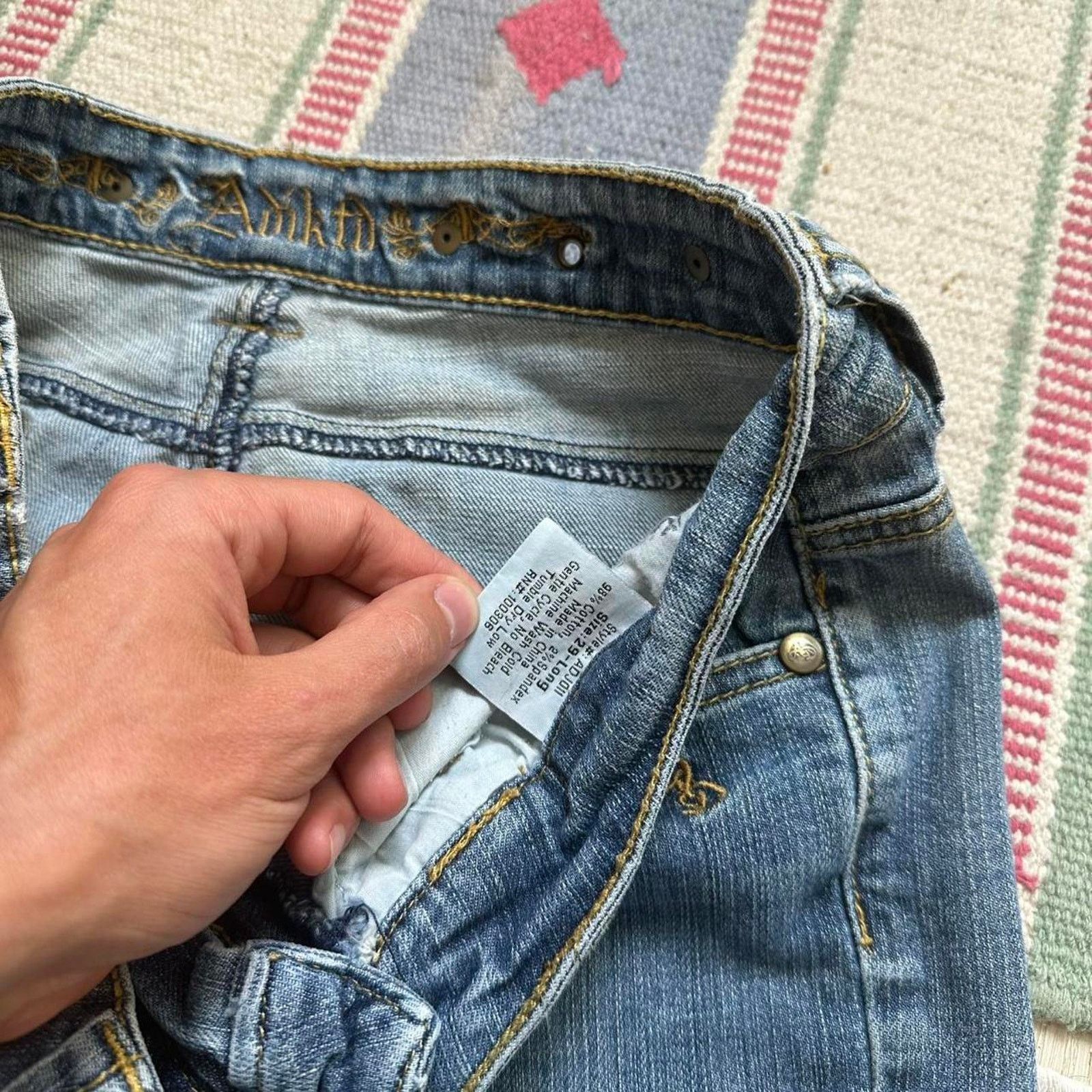 Vintage Vintage Y2K Studded Angel Low Rise Slim Denim Grunge Jean Size 29" - 6 Thumbnail
