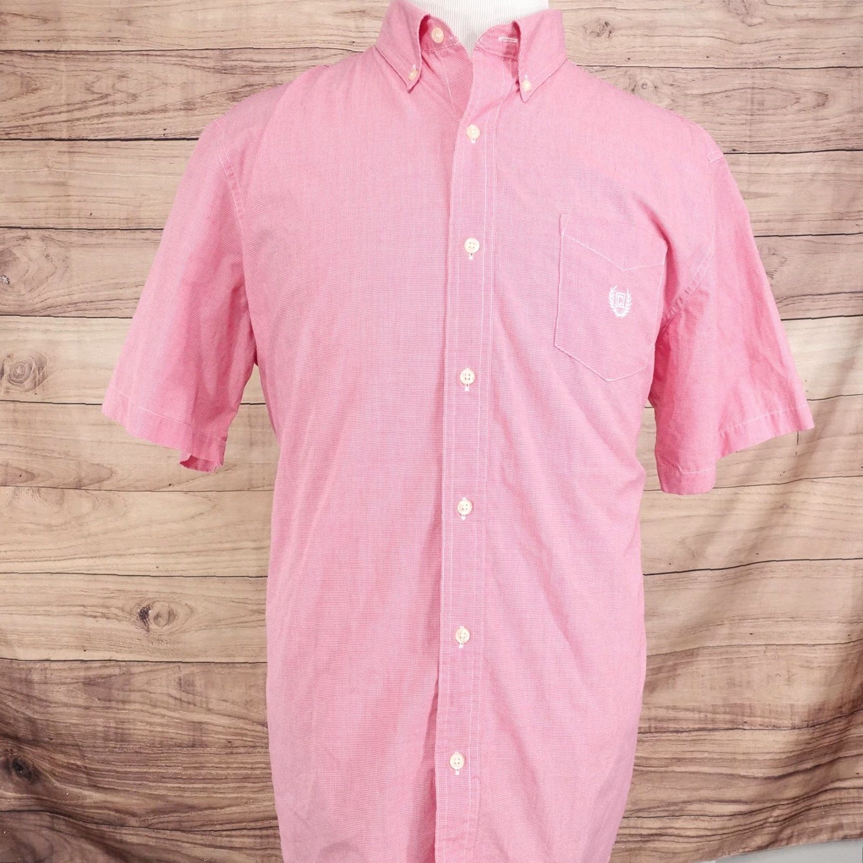 Chaps Chaps Shirt Mens XL Pink Check Short Sleeve Button Front Easy Care Casual Size US XL / EU 56 / 4 - 3 Thumbnail