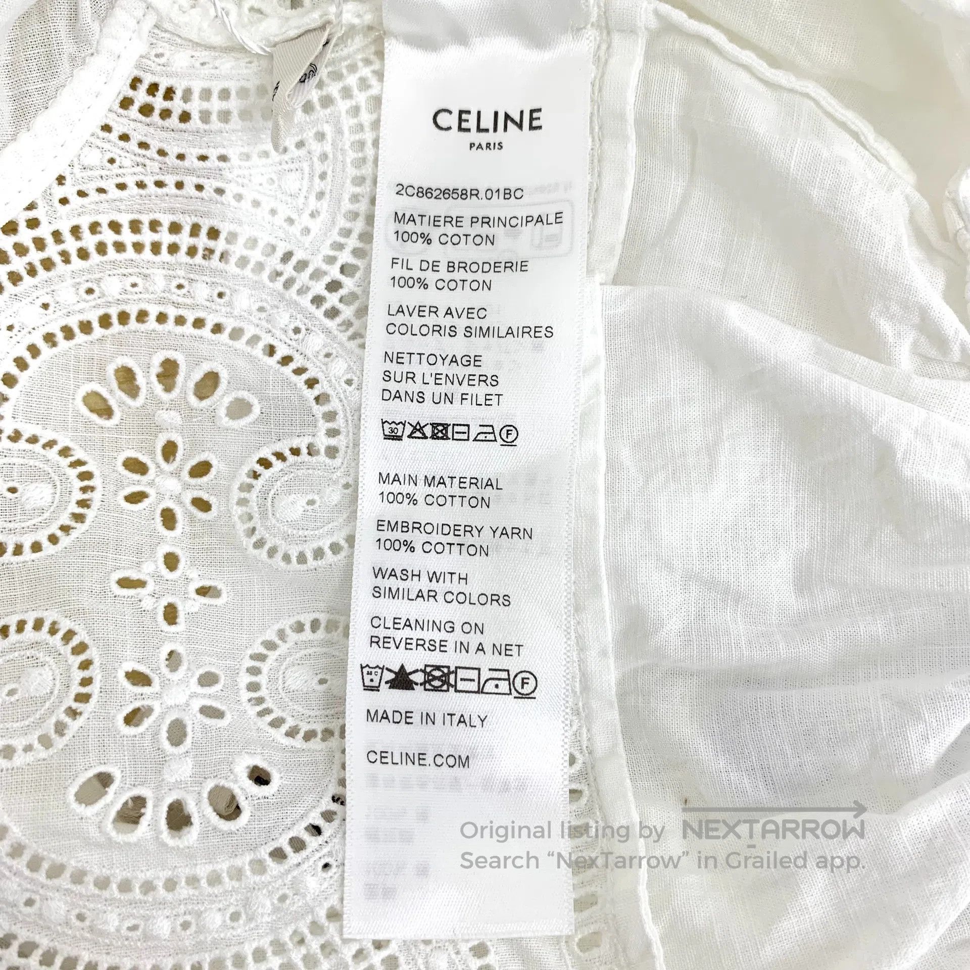 Celine CELINE White Triumph Arch Embroidered Cotton Reversible Co Size XS / US 0-2 / IT 36-38 - 7 Thumbnail