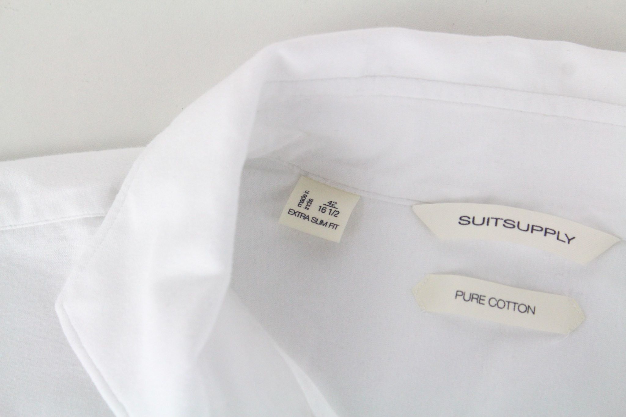 Suitsupply 42/16 1/2 Extra Slim White Cotton Polo 72370 Size 42R - 5 Thumbnail