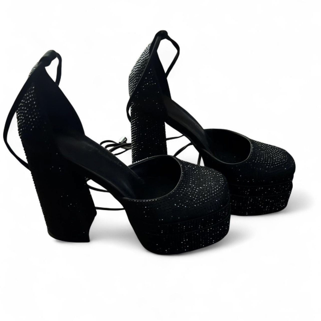 Other Black Long Laces Platform Mary Jane High Heels Womens Size 8 Size US 8 / IT 38 - 1 Thumbnail