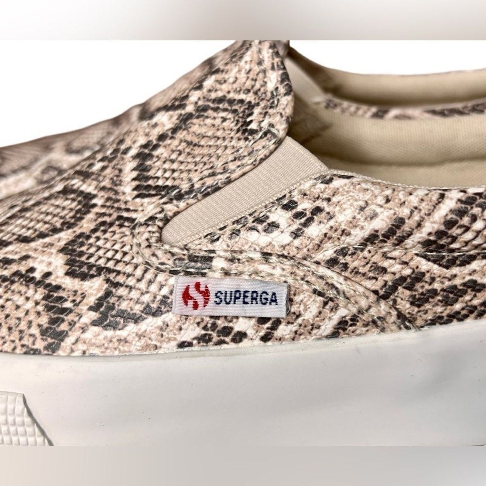 Superga Superga Faux Snakeskin Beige Platform Slip On Sneakers 5.5 Size US 5.5 / IT 35.5 - 2 Thumbnail