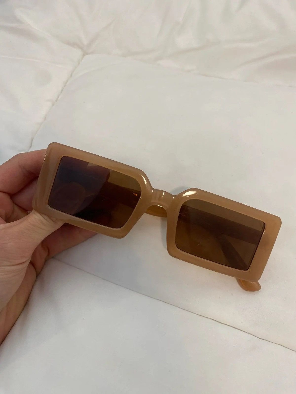 Japanese Brand × Vintage Rectangle Gel Sunglasses (coffee brown) Y2k Fashion Size ONE SIZE - 2 Thumbnail