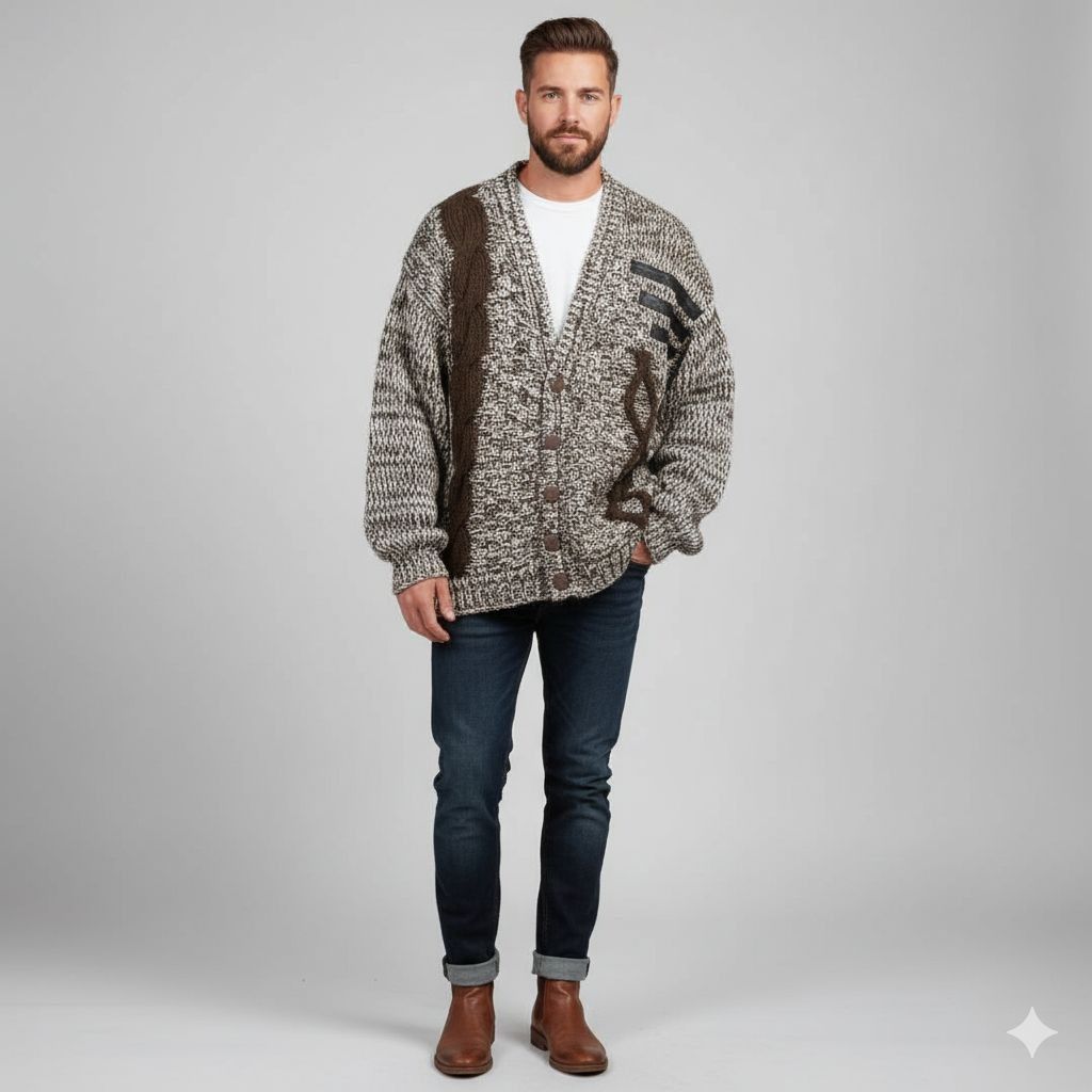 Vintage Sorrentine Oversized Cable Knit Hipster Vintage Cardigan Dad Size US XL / EU 56 / 4 - 3 Thumbnail