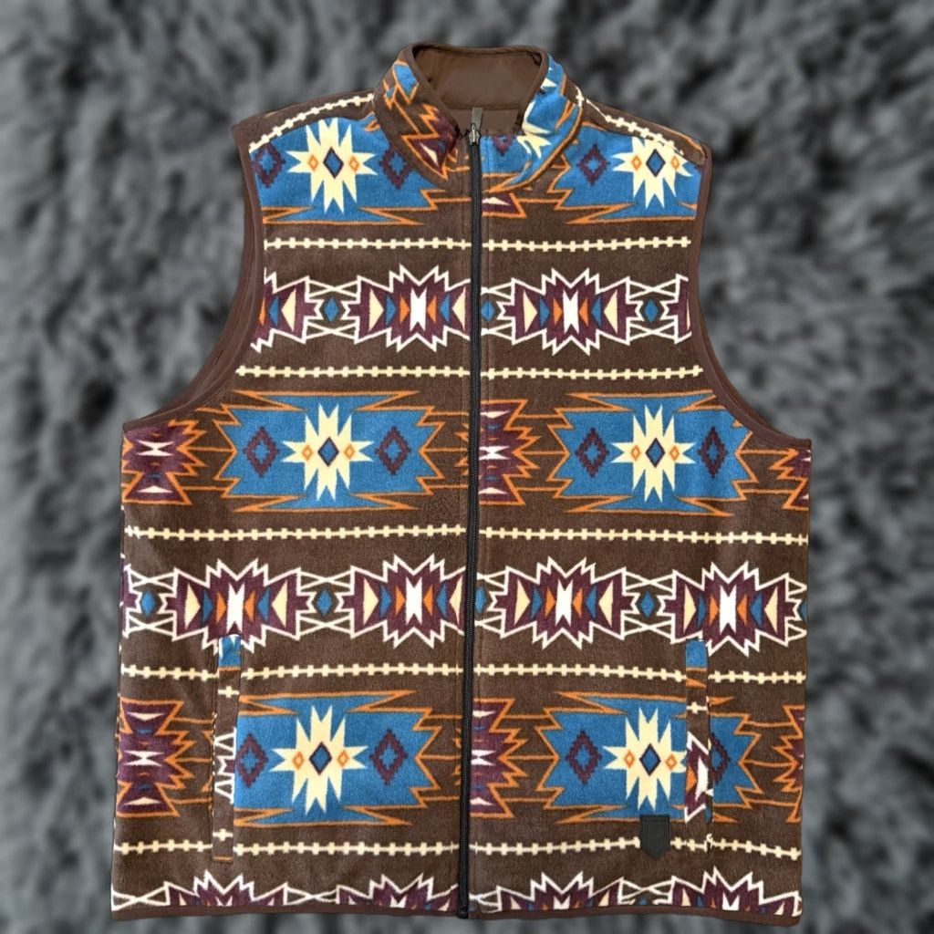 Vintage Rank 45 Aztec Tribal Full Zip Fleece Lined Softshell Vest Women XL Reversible Green Size XL / US 12-14 / IT 48-50 - 1 Thumbnail