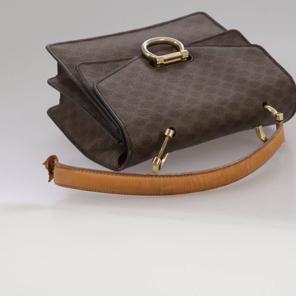 Celine CELINE Macadam Canvas Hand Bag Pvc Leather Brown Size ONE SIZE - 8 Thumbnail