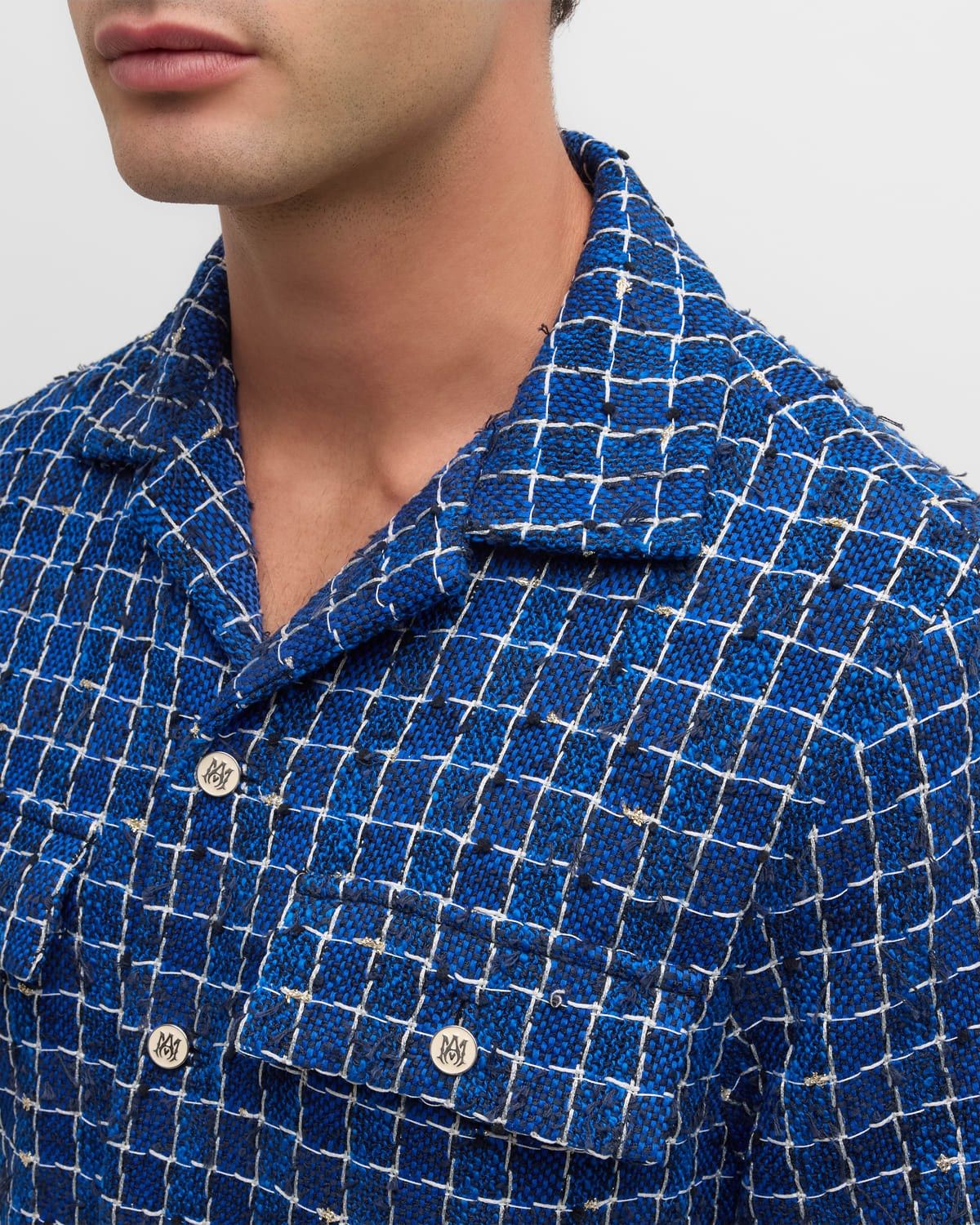Amiri o1s1wg110625 Boucle Camp Shirt in Blue/White Size US M / EU 48-50 / 2 - 7 Thumbnail