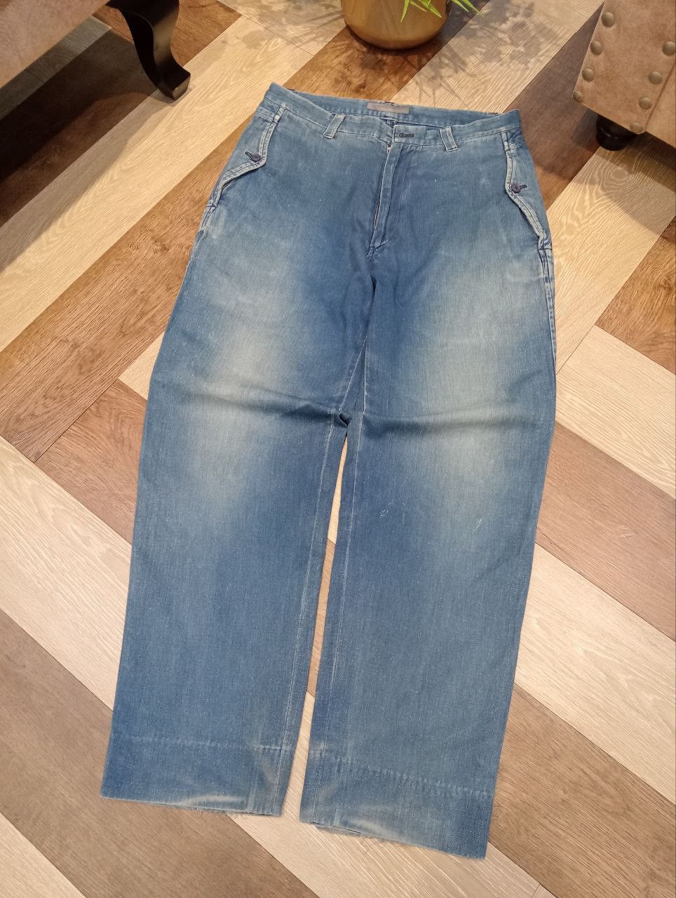 Issey Miyake RARE ISSEY MIYAKE VINTAGE DISTRESSED DENIM TROUSERS PANTS Size US 31 - 2 Thumbnail