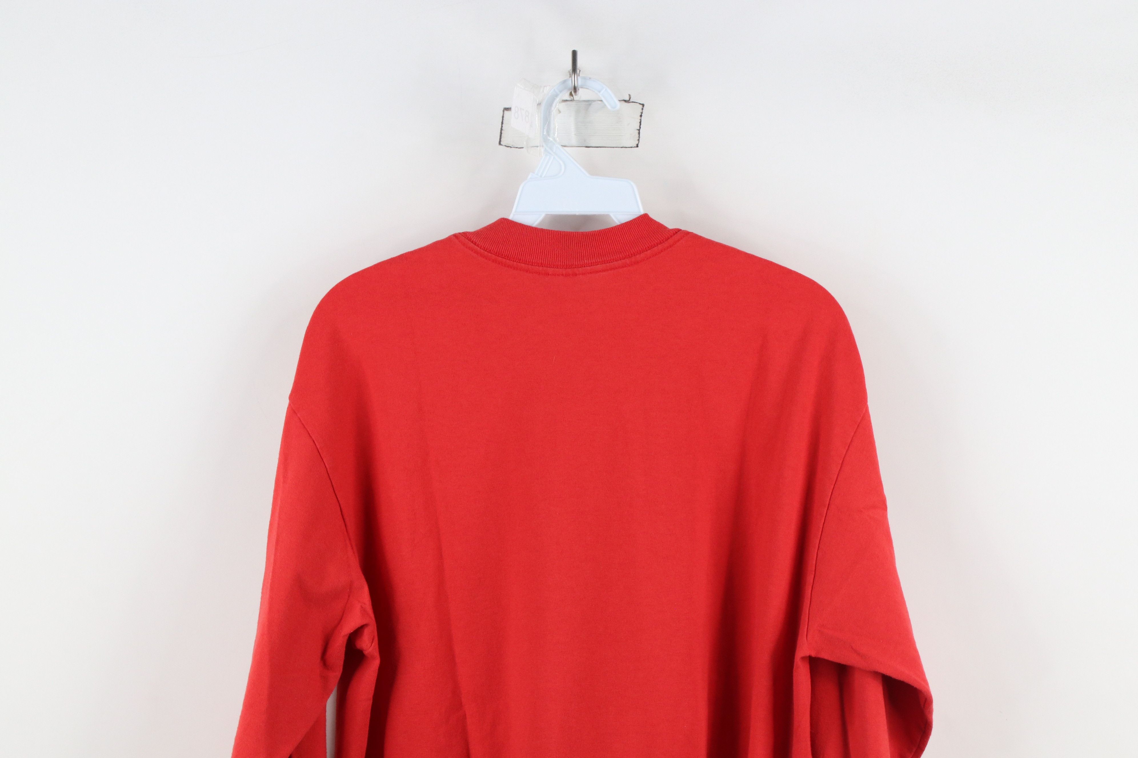 Vintage Vintage 80s 90s Streetwear Blank Long Sleeve T-Shirt Red USA Size US L / EU 52-54 / 3 - 8 Thumbnail