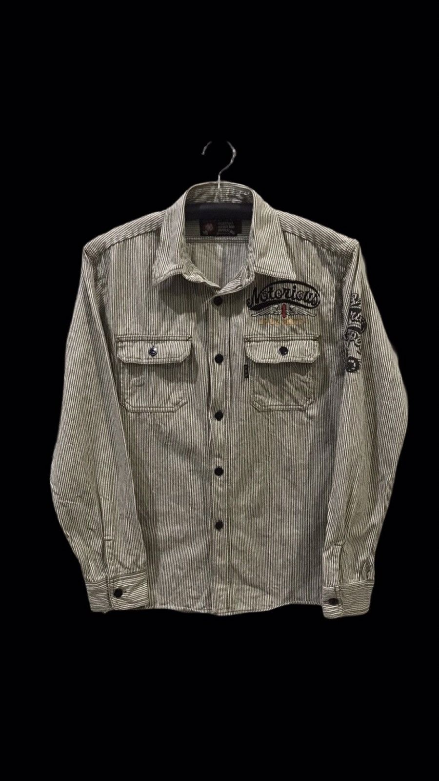 Japanese Brand MWS Japan Biker Spell Out Logo Hickory Shirt Size US M / EU 48-50 / 2 - 2 Thumbnail