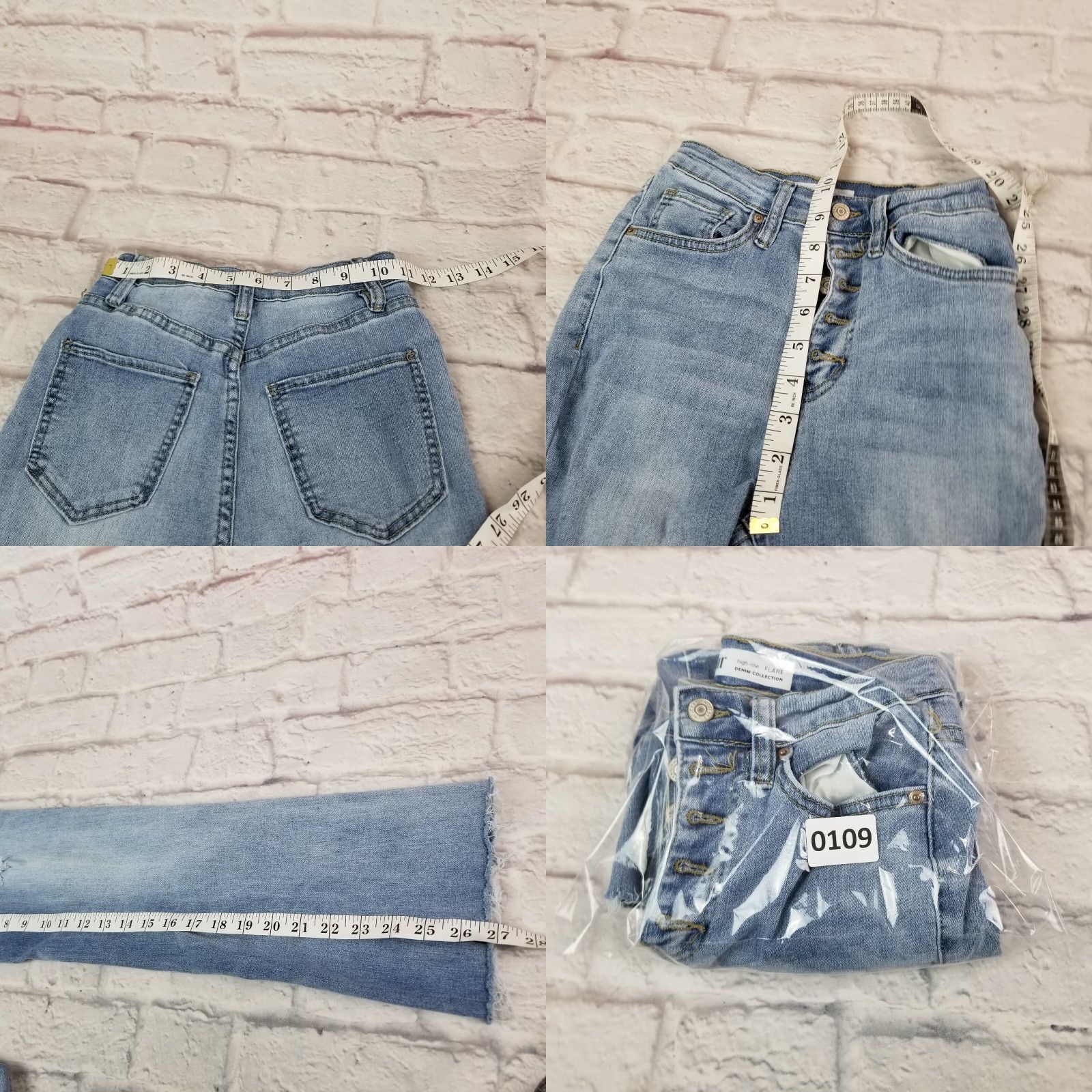 Denime YMI Dream Jeans Junior Size 3 High-Rise Denim Flare Button Fly 5-Pocket - Blue - Teens Mens Girls Womens Size 26" / US 2 / IT 38 - 8 Thumbnail