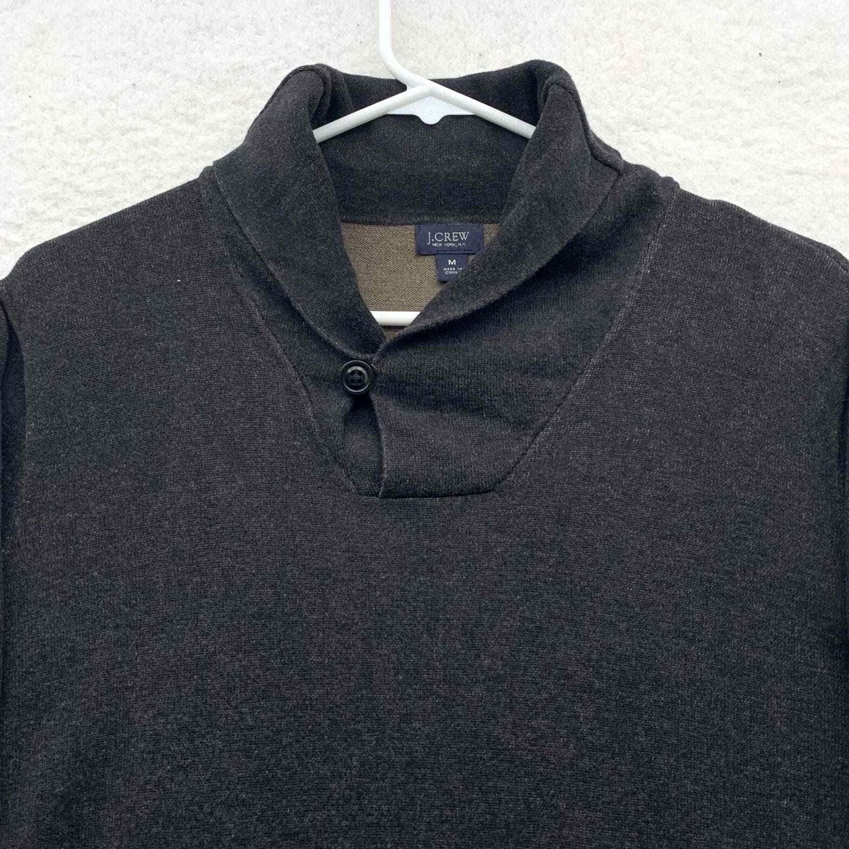 J.Crew J Crew Sweater Mens Medium Shawl Neck Charcoal Gray Button Pullover Knit Casual Dad Size US M / EU 48-50 / 2 - 3 Thumbnail