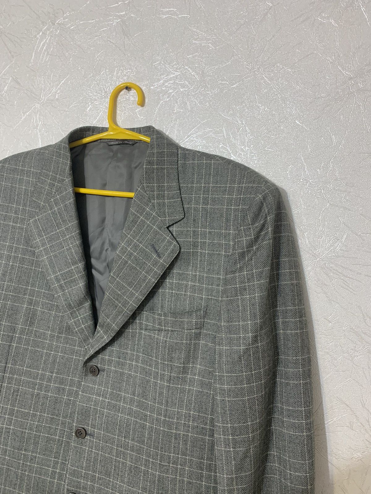 Canali Canali Luxury Grey Wool Plaid Blazer Made in Italy Size 52 Size 52R - 4 Thumbnail