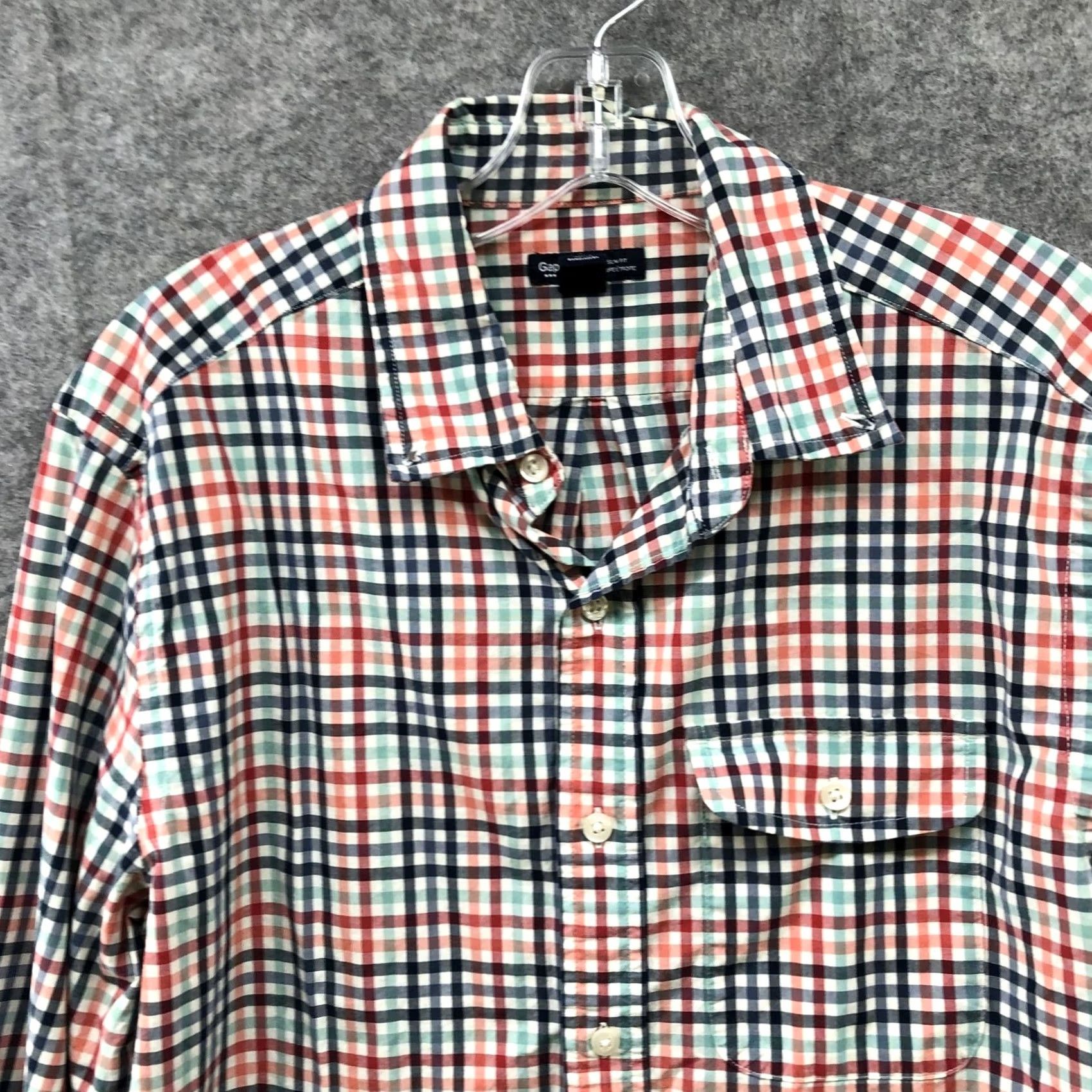 Gap Gap Slim Fit Button Up Shirt Mens M Multicolor Plaid Long Sleeve Flap Pocket Size US M / EU 48-50 / 2 - 3 Thumbnail