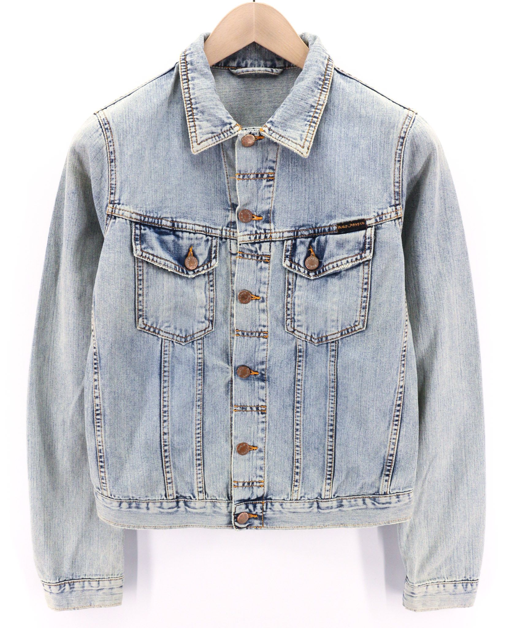 Nudie Jeans TERRY S Denim Bleach Washed Cotton Buttoned Jacket 80760 Size US S / EU 44-46 / 1 - 1 Thumbnail