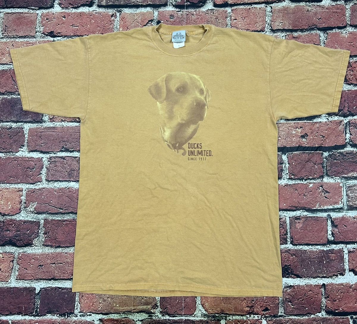 Vintage Vintage Ducks Unlimited T Shirt Yellow Lab Dog Marathon 90s Size US L / EU 52-54 / 3 - 1 Thumbnail