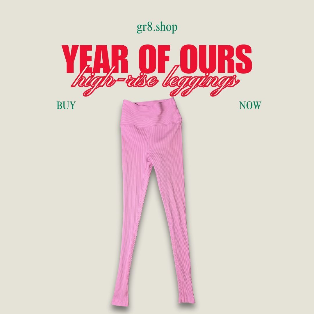 Other Year Of Ours High-Rise Ribbed Leggings XS Pink Nylon/Spandex Size 25" / US 0 / IT 36 - 1 Thumbnail