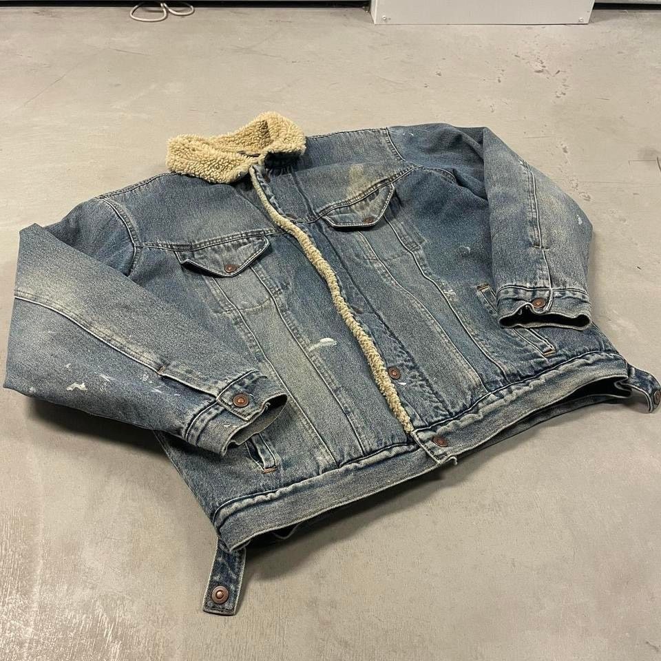Vintage y2k Sherpa lined denim trucker jacket Size US L / EU 52-54 / 3 - 1 Thumbnail