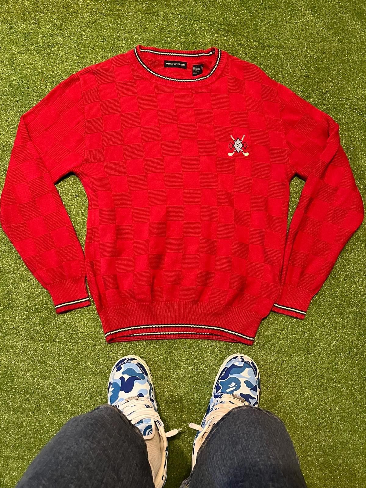Unknown London Men's Red Crew Neck Sweater with Golf Embroidery Size US M / EU 48-50 / 2 - 1 Thumbnail