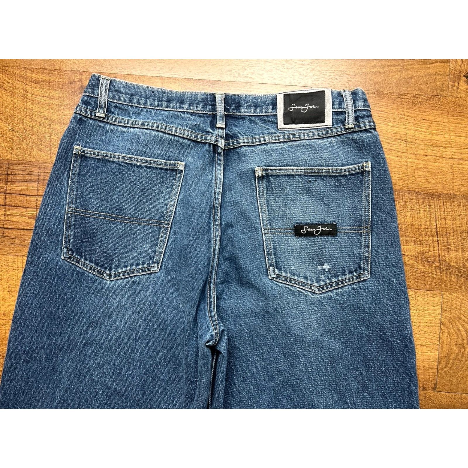 Sean John VINTAGE Sean John Jeans Baggy Wide-Leg 90s Hip Hop Grunge Men 34x31 Blue Cotton Logo Embroidered 5-Pocket United States Mens Size US 34 / EU 50 - 5 Thumbnail