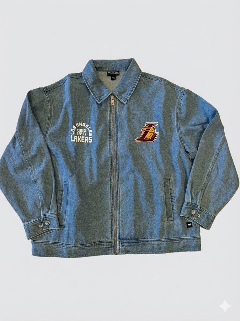 Other The Wild Collective LAKERS Full-Zip Denim Coaches Jacket Size US XXL / EU 58 / 5 - 1 Thumbnail