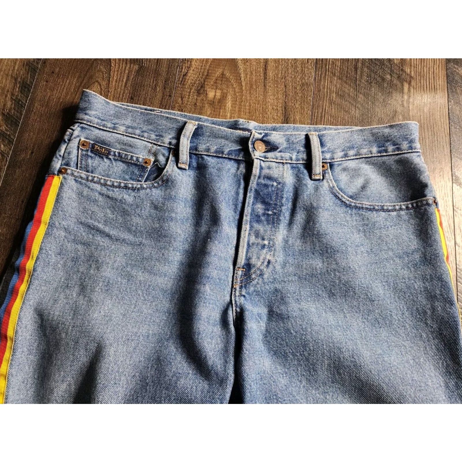 Ralph Lauren VINTAGE Womens Ralph Lauren Jeans Boyfriend Style Regular Blue Cotton Denim W29 L25 Rainbow Theme Size 29" - 6 Thumbnail