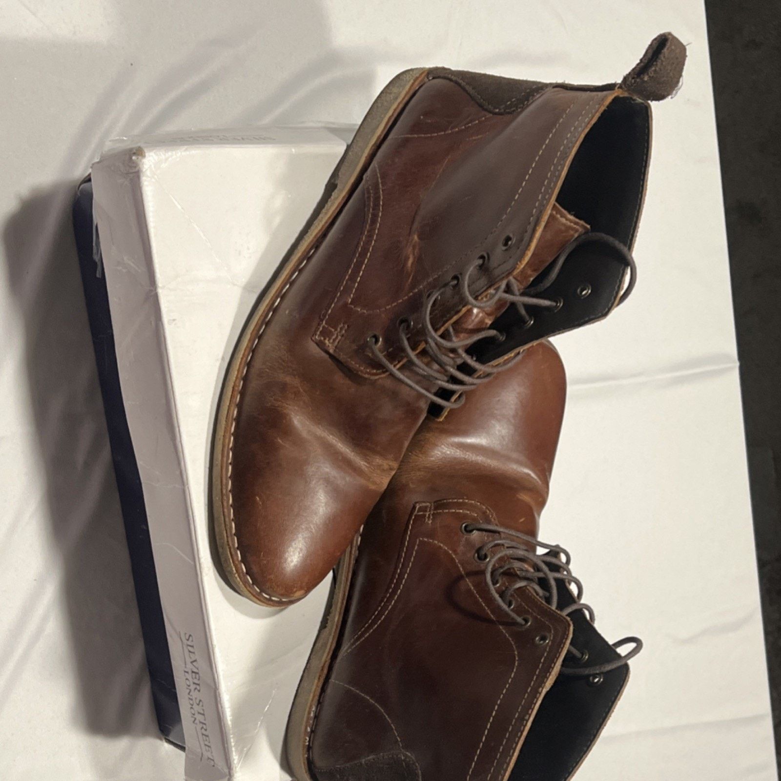 The Unbranded Brand Silver Street London Brown Leather Men's Ankle Boots Size US 10.5 / EU 43-44 - 1 Thumbnail
