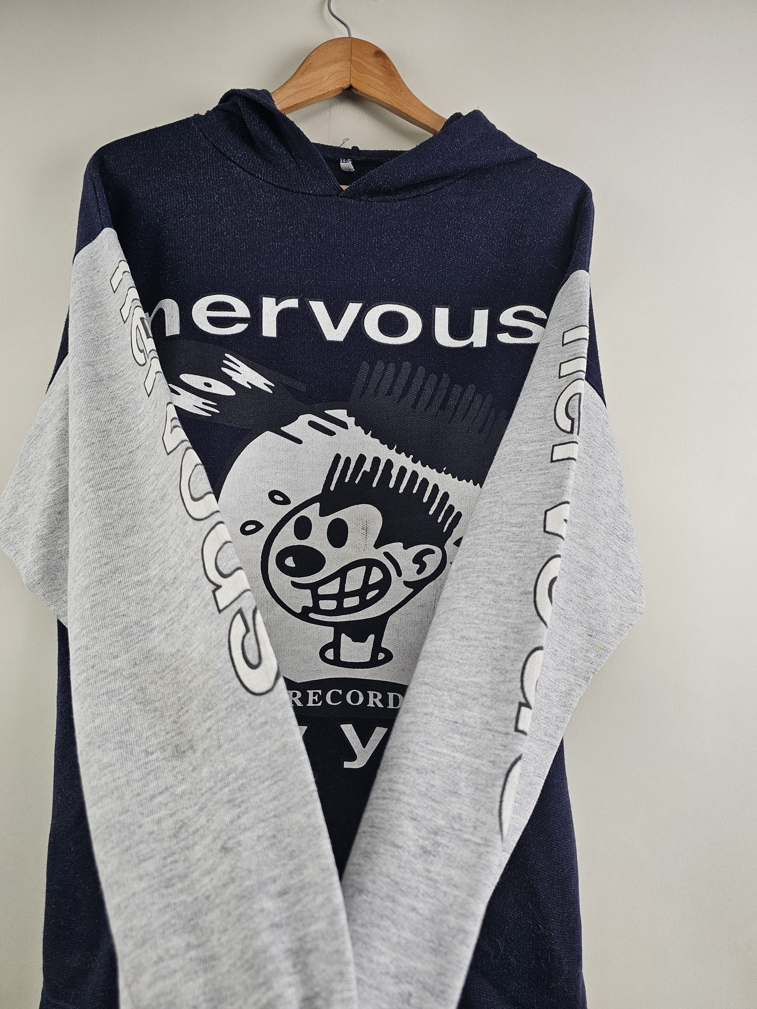 Band Tees × Rap Tees × Vintage 90s Nervous Records New York Hoodie XL 24" 28" Size US XL / EU 56 / 4 - 2 Thumbnail