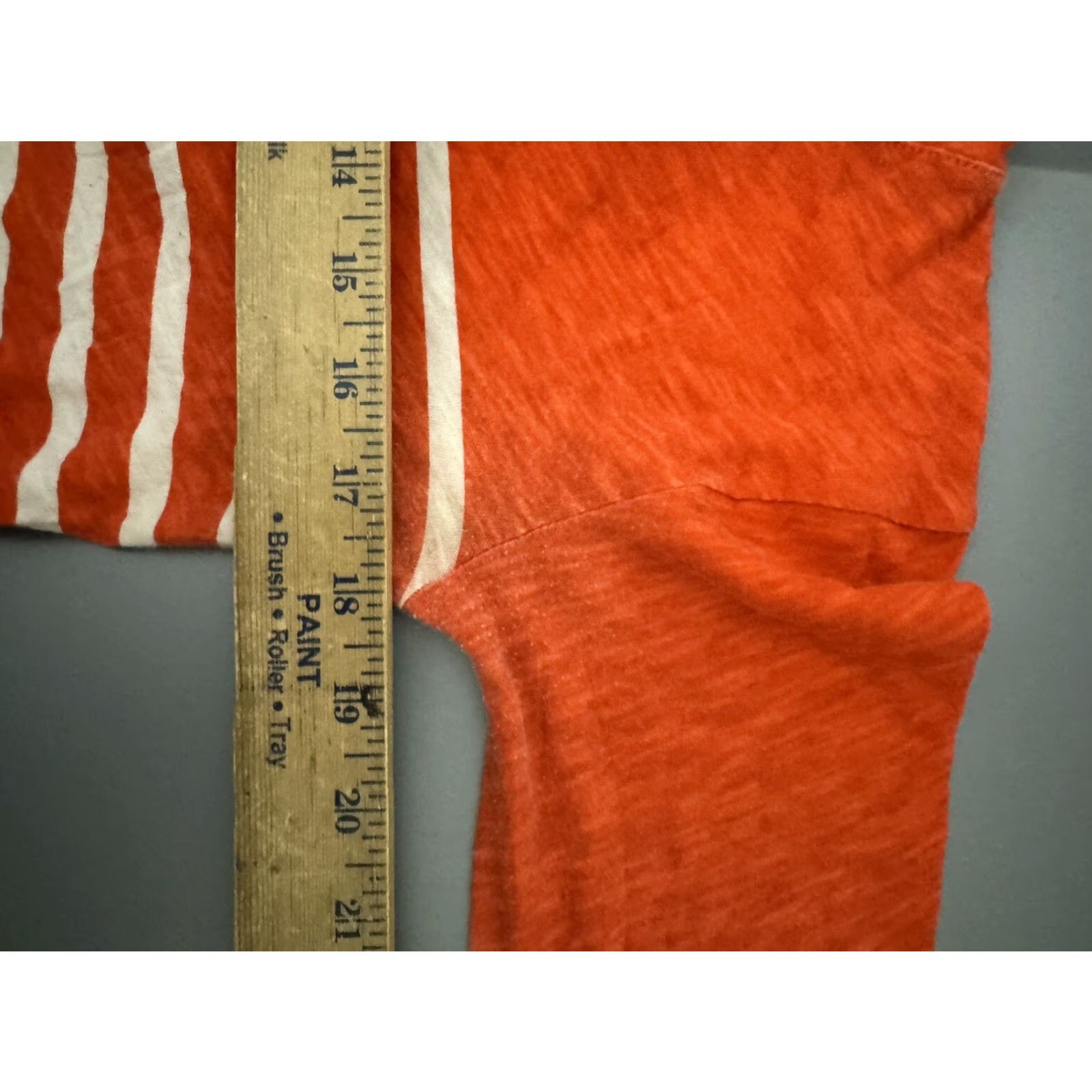J.Crew J. Crew Womens Orange White 3/4 Sleeve Scoop Neck Striped T-Shirt XS Size XS / US 0-2 / IT 36-38 - 6 Thumbnail
