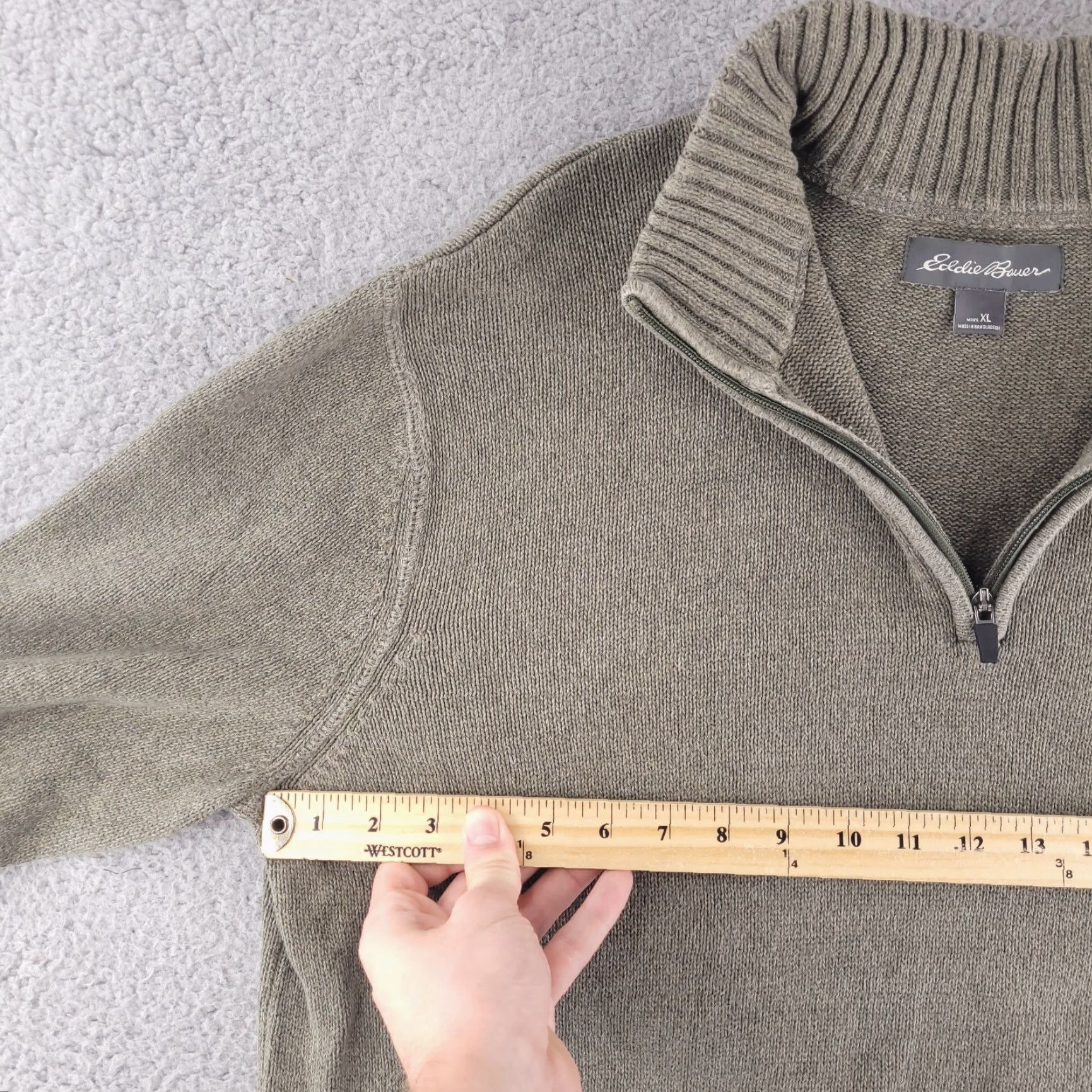 Eddie Bauer Eddie Bauer Sweater Mens XL Green Olive Knit Heavyweight Pullover Long Sleeve QZ Vintage? Size US XL / EU 56 / 4 - 5 Thumbnail