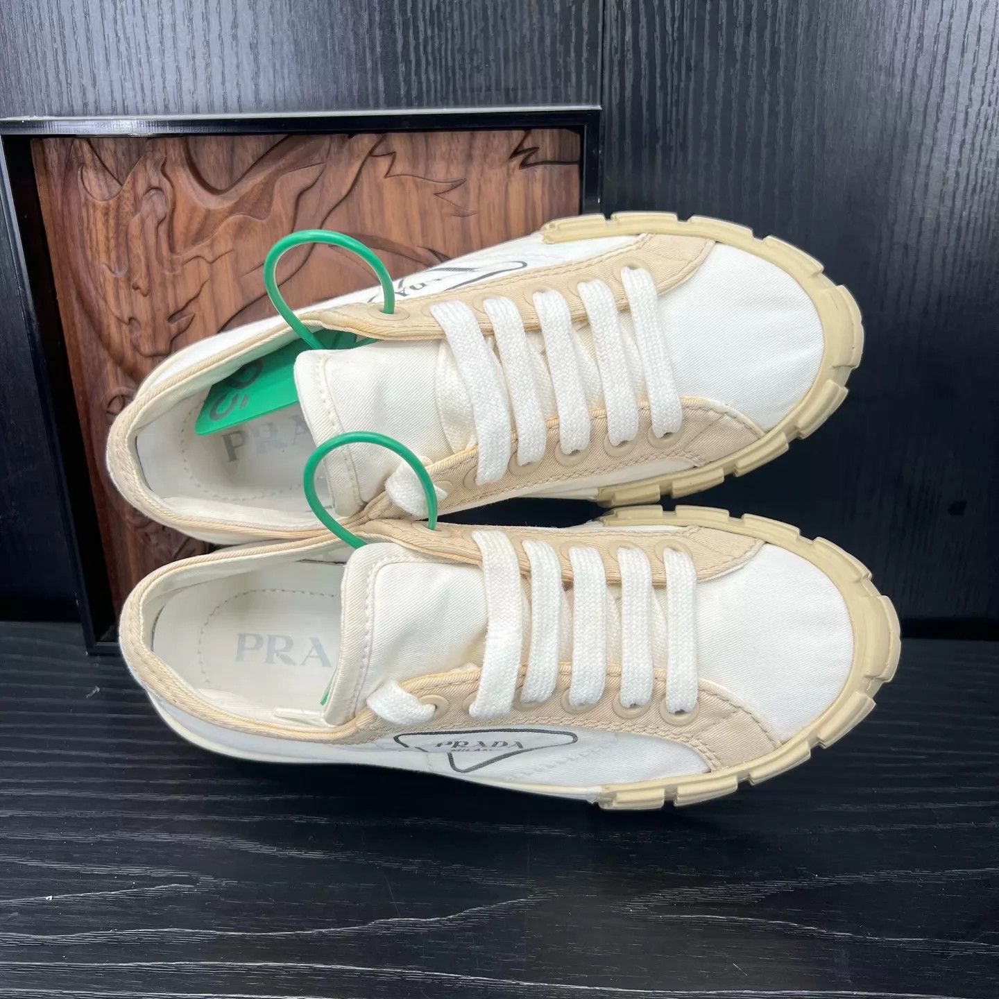 Prada PRADA Wheel White Brown 36 (New, Boxed) Size US 5.5 / IT 35.5 - 8 Thumbnail