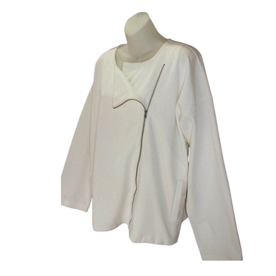 Eileen Fisher Eileen Fisher Flex Tencel Ponte Ivory Zip Jacket M Pockets Size M / US 6-8 / IT 42-44 - 3 Thumbnail