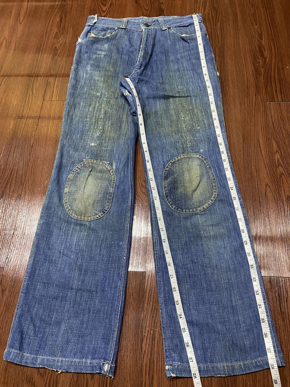 Japanese Brand Vintage Japanese Brand Dirty Thrashed Double Knee Jeans Size US 29 - 14 Thumbnail