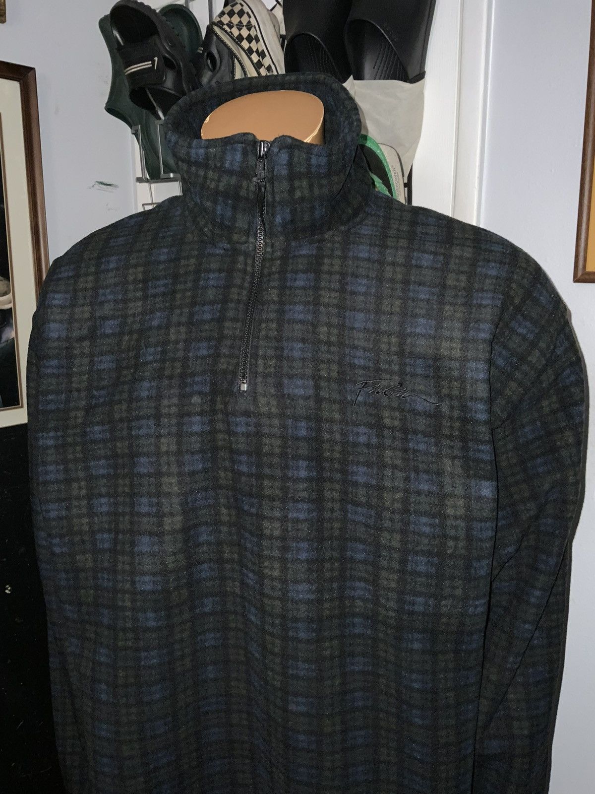 Fubu × Vintage FUBU Blackwatch Plaid Pile Fleece 1/4 Zip Pullover Jacket Size US L / EU 52-54 / 3 - 8 Thumbnail