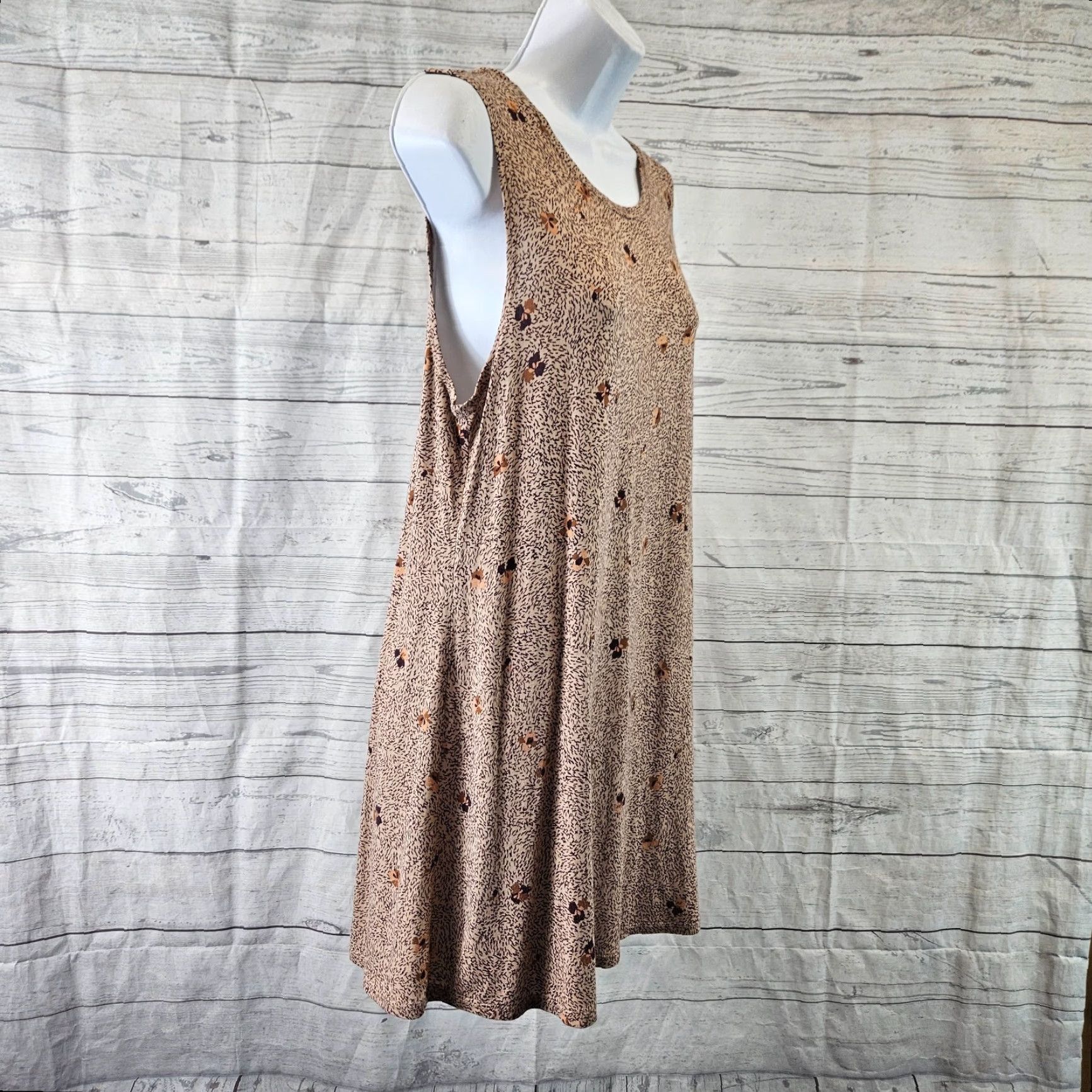 Vintage LOGO Layers Womens Printed Tank Top Sz Medium Beige Brown Rayon Blend Size M / US 6-8 / IT 42-44 - 3 Thumbnail