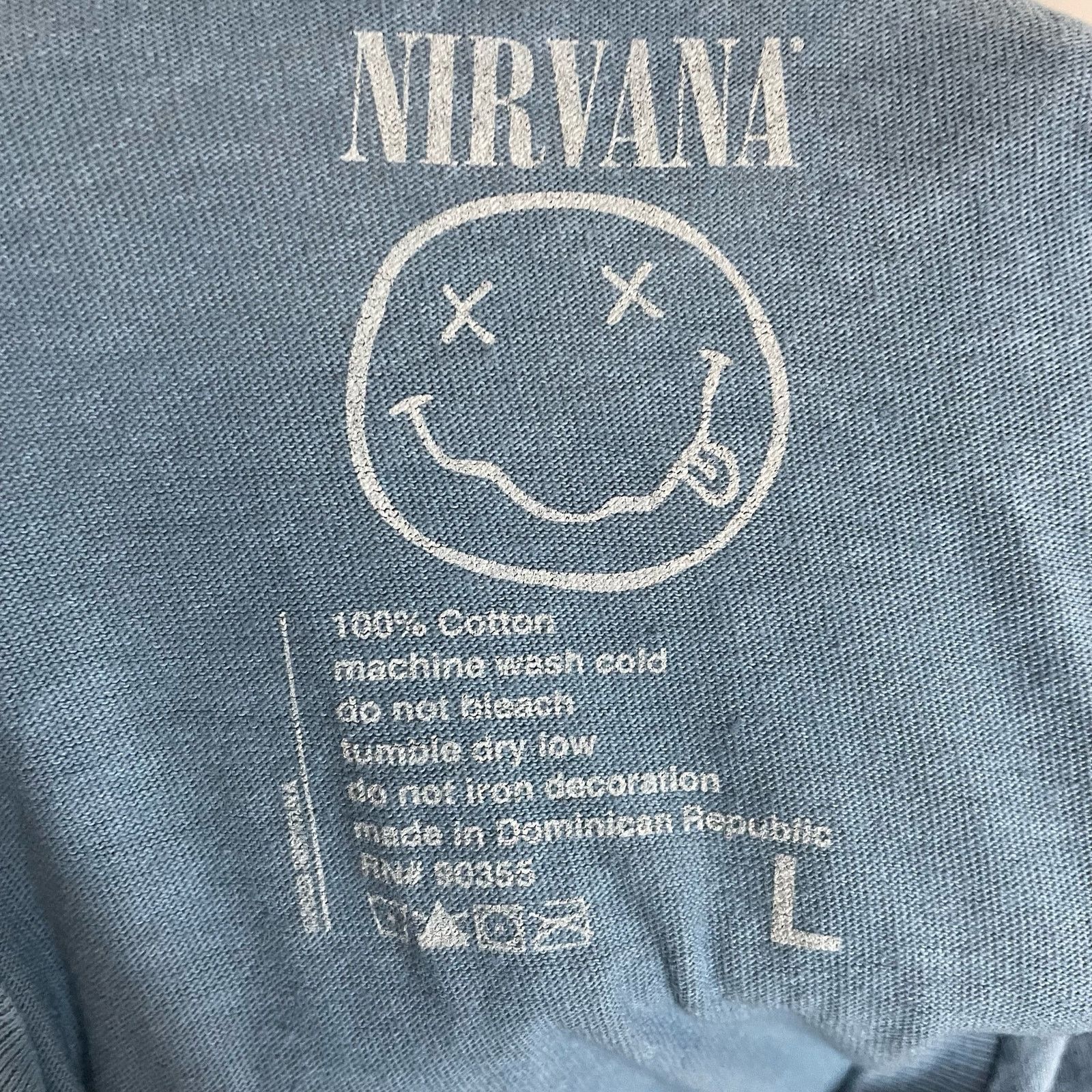 Nirvana Nirvana Blue Graphic Tee FLAWED L Unisex Logo Short Sleeve Size L / US 10 / IT 46 - 4 Thumbnail