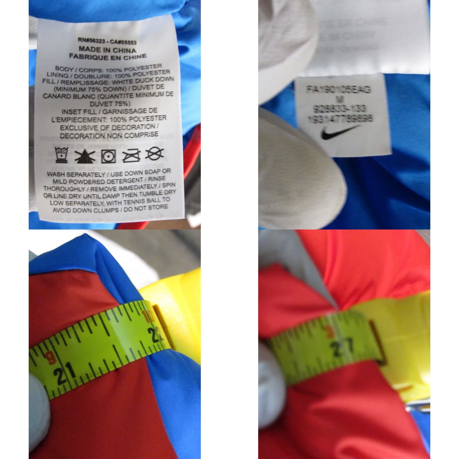 Nike Nike Duck Down Filled Red White Blue Hooded Puffer Jacket Bubble Coat Men Medium Size US M / EU 48-50 / 2 - 8 Thumbnail
