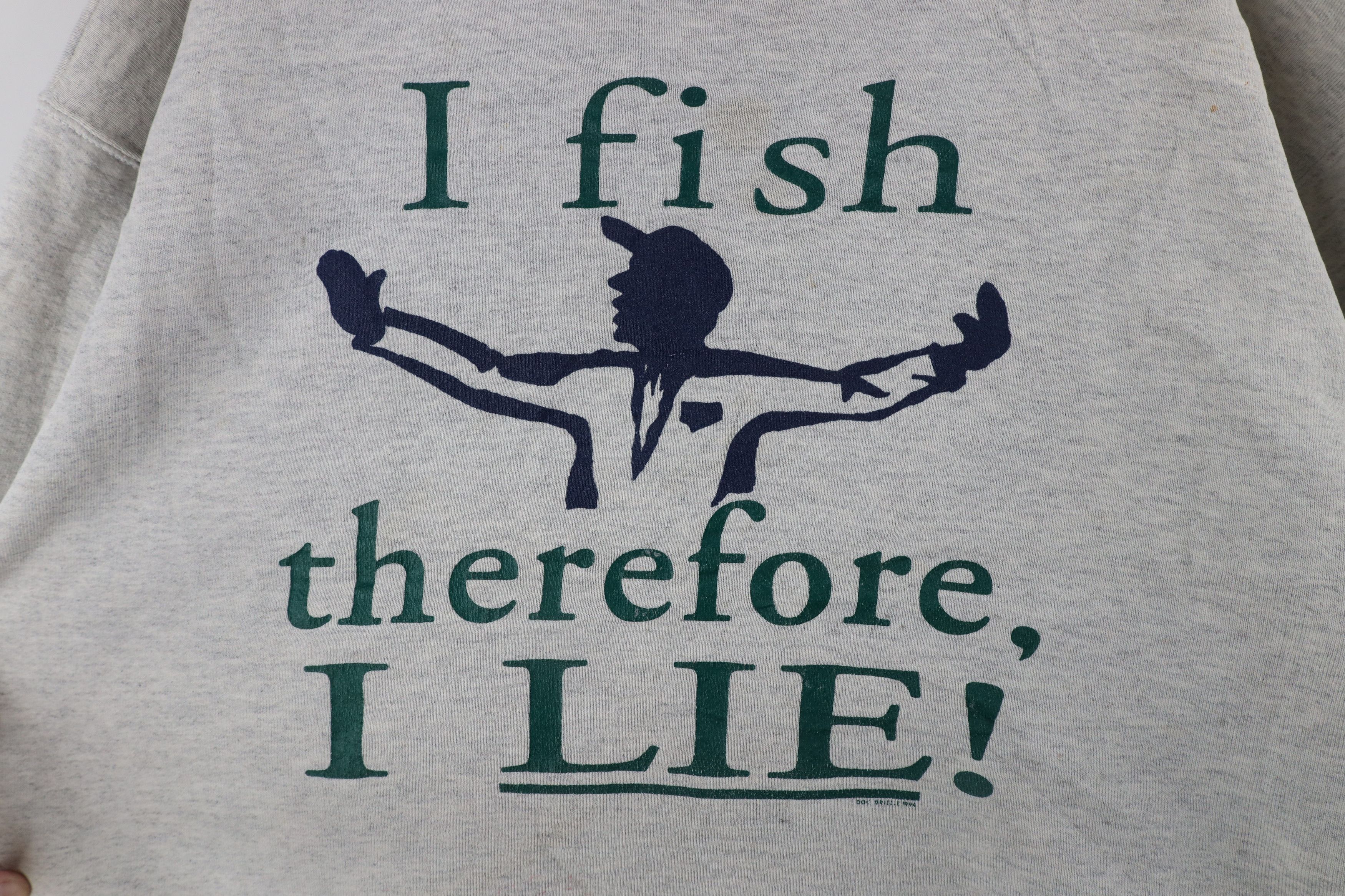 Vintage Vintage 90s Spell Out I Fish Therefore I Lie Sweatshirt USA Size US XXL / EU 58 / 5 - 4 Thumbnail
