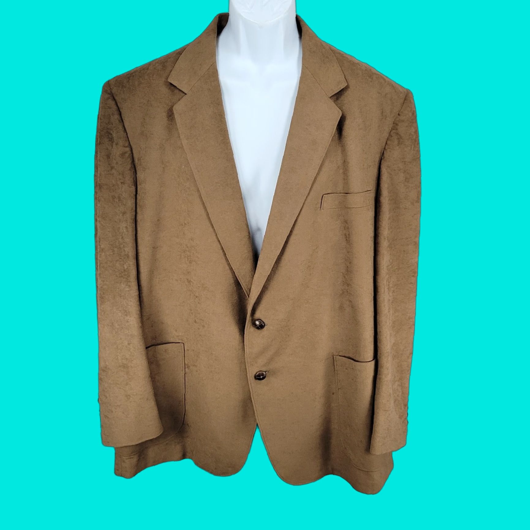 VINTAGE McGregor Brown Sport Coat Jacket Notch Single-Vented 2 Button 50R Mens White?