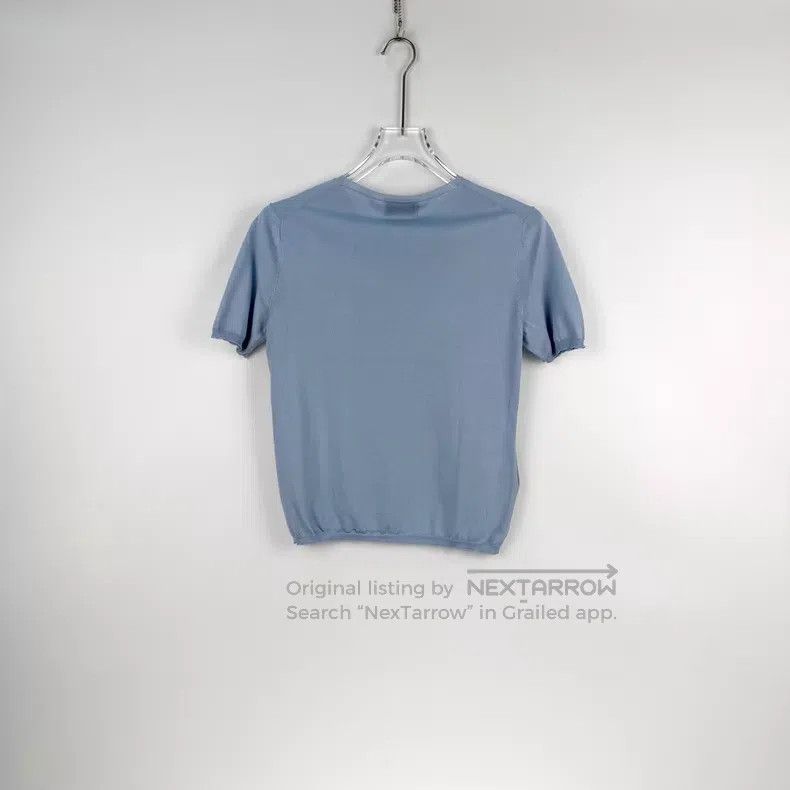 Prada Prada Haze blue chest letter silk short sleeves Size XS / US 0-2 / IT 36-38 - 4 Thumbnail