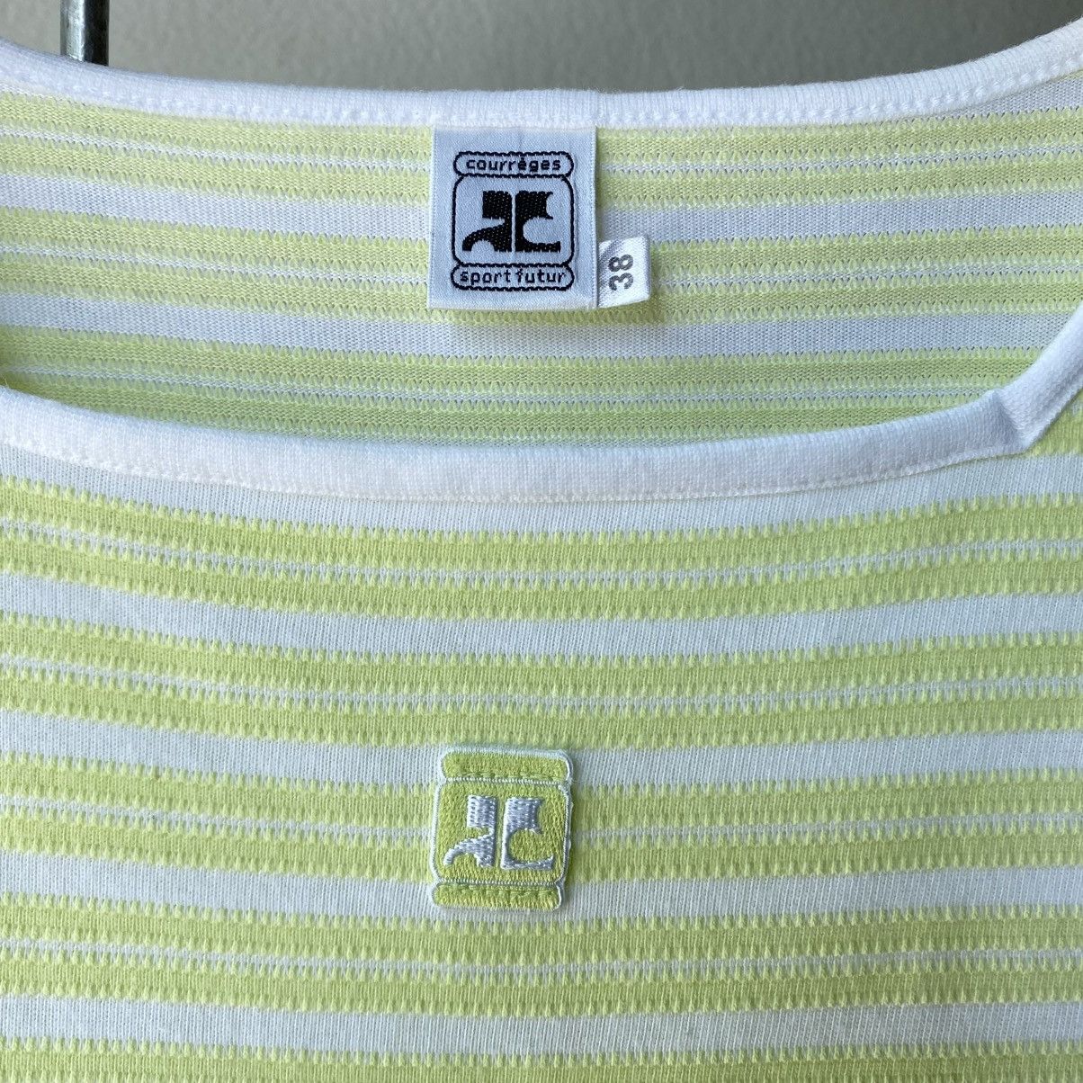 Courreges Courreges Lime Green Striped Short Sleeve Tee Size XS / US 0-2 / IT 36-38 - 3 Thumbnail