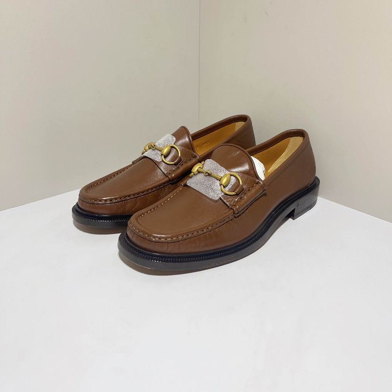 Gucci Gucci Brown Loafers with Gold Hardware 0079 Size US 8 / EU 41 - 1 Thumbnail