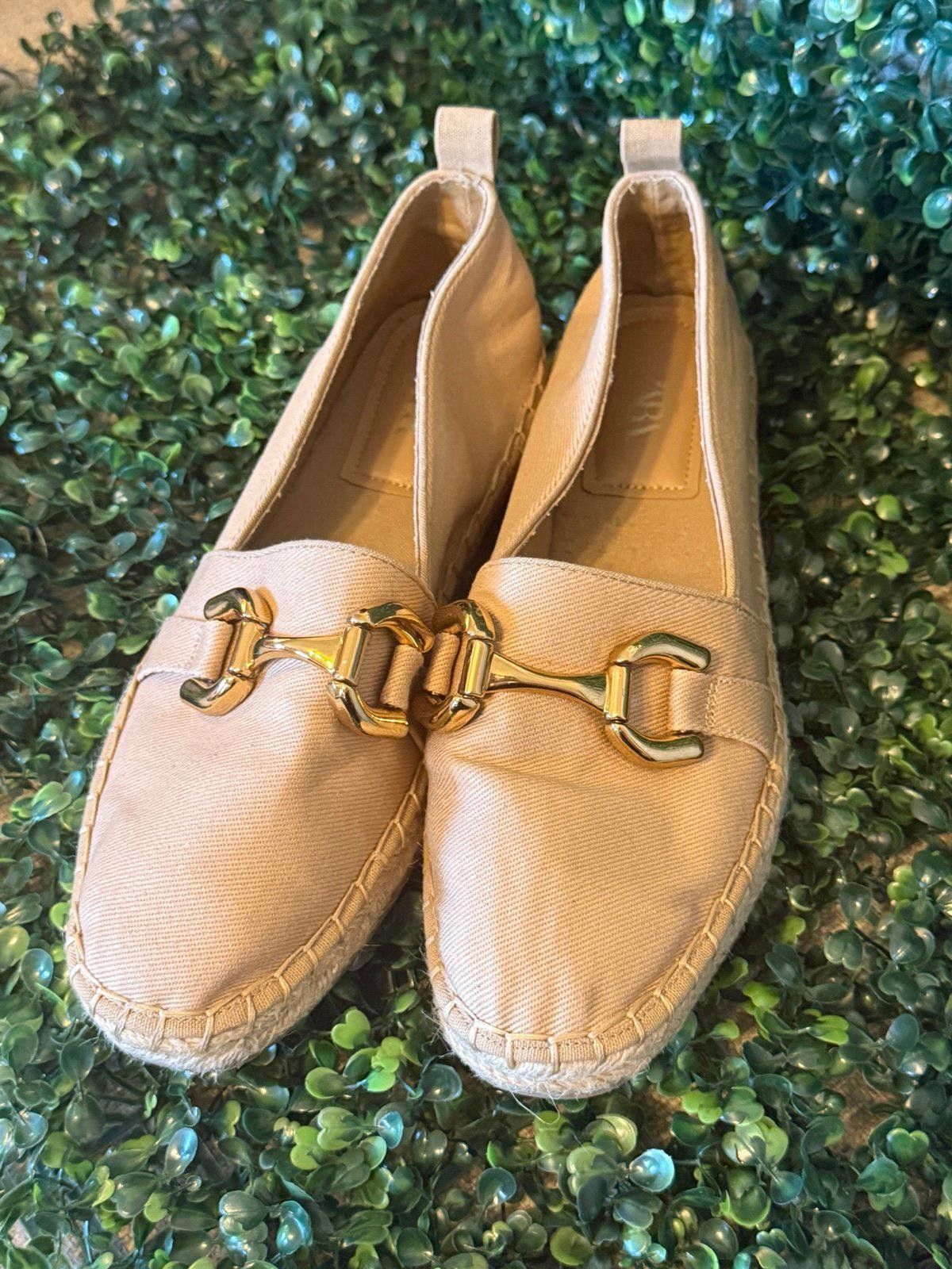 Zara ZARA canvas espadrilles with buckle tan canvas, size 41 10.5 Size US 10.5 / IT 40.5 - 1 Thumbnail