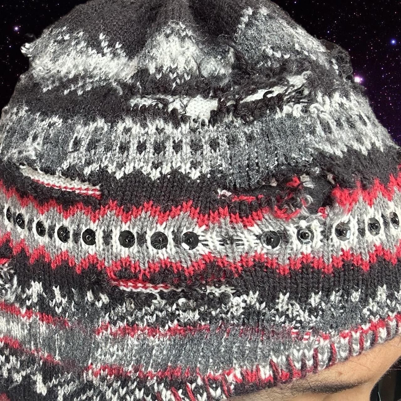 Vintage ASTROBOI* Black Sequin Fair Isle Braided Grunge Trapper Hat Size ONE SIZE - 6 Thumbnail