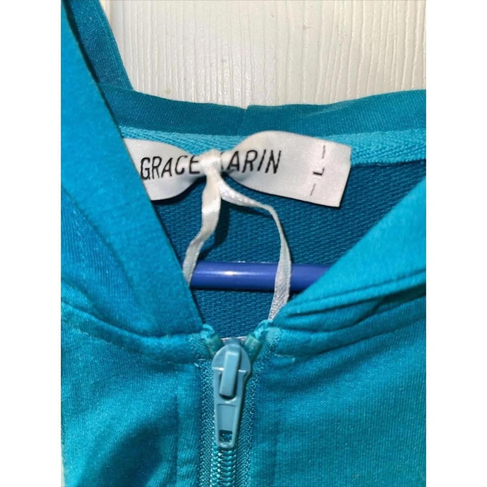 Other Grace Karin Hooded Zip-Up Dress - Turquoise Blue Size L / US 10 / IT 46 - 2 Thumbnail